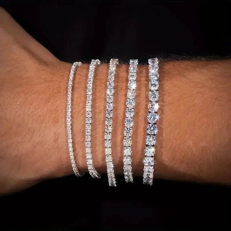 S925 sterling silver plated, fully encrusted with sparkling rhinestones, tennis chain. Vera Lux