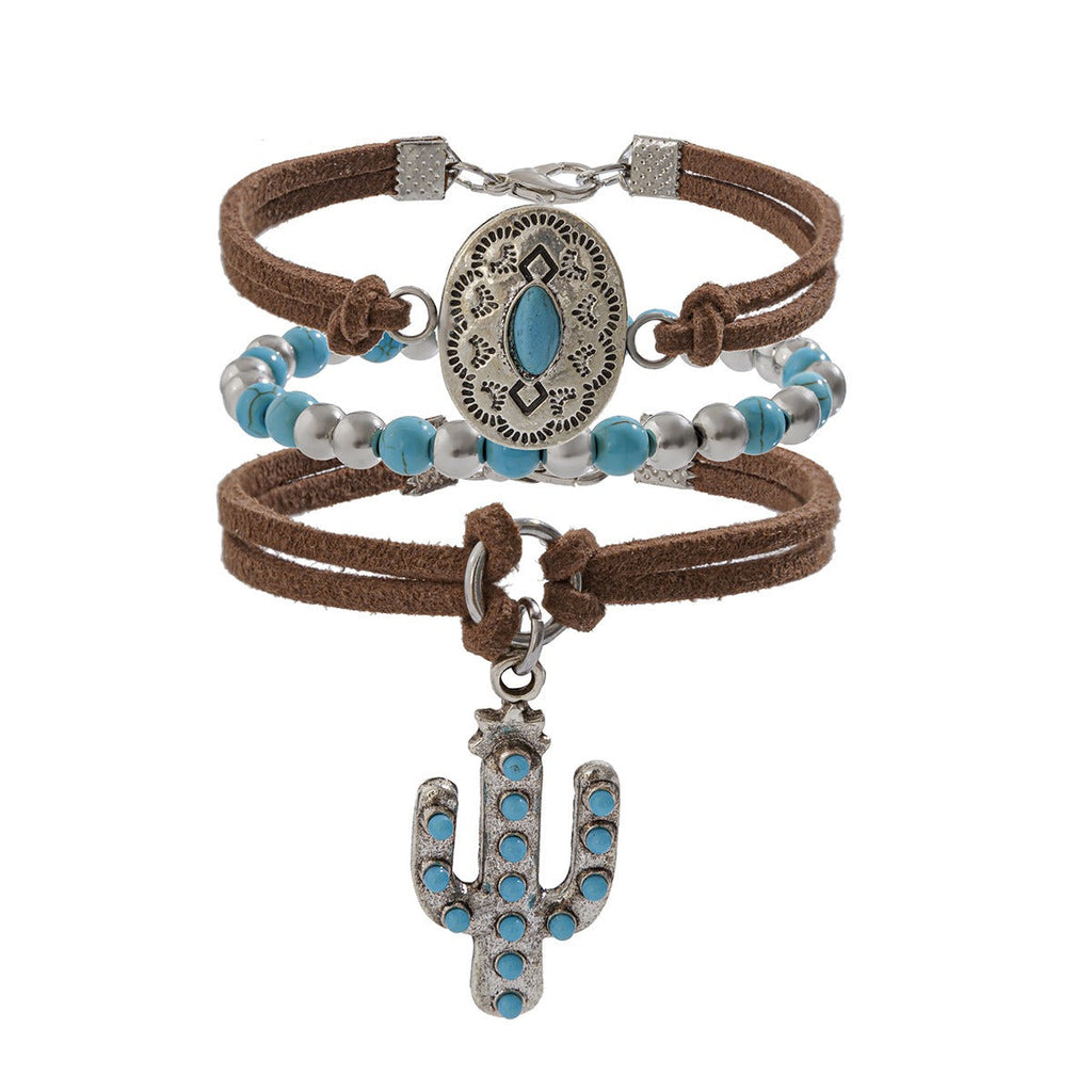 Imitation Turquoise Cactus Tag Bracelet Set Vera Lux