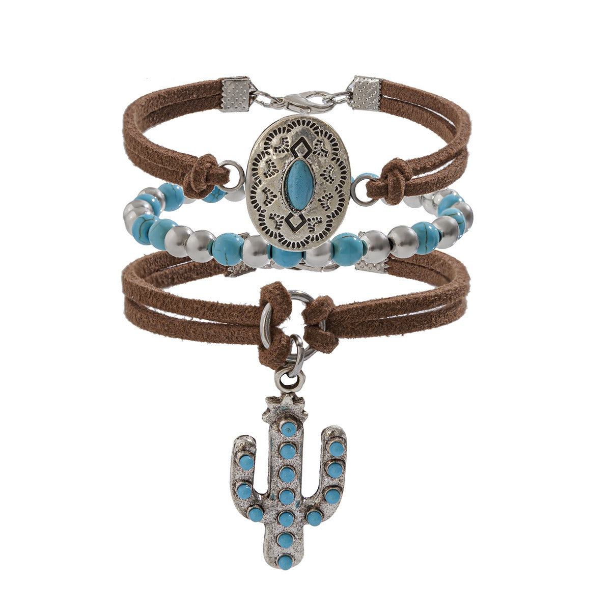 Imitation Turquoise Cactus Tag Bracelet Set Vera Lux