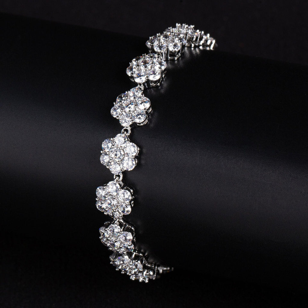 S925 Silver & Cubic Zirconia Camellia Bracelet Vera Lux
