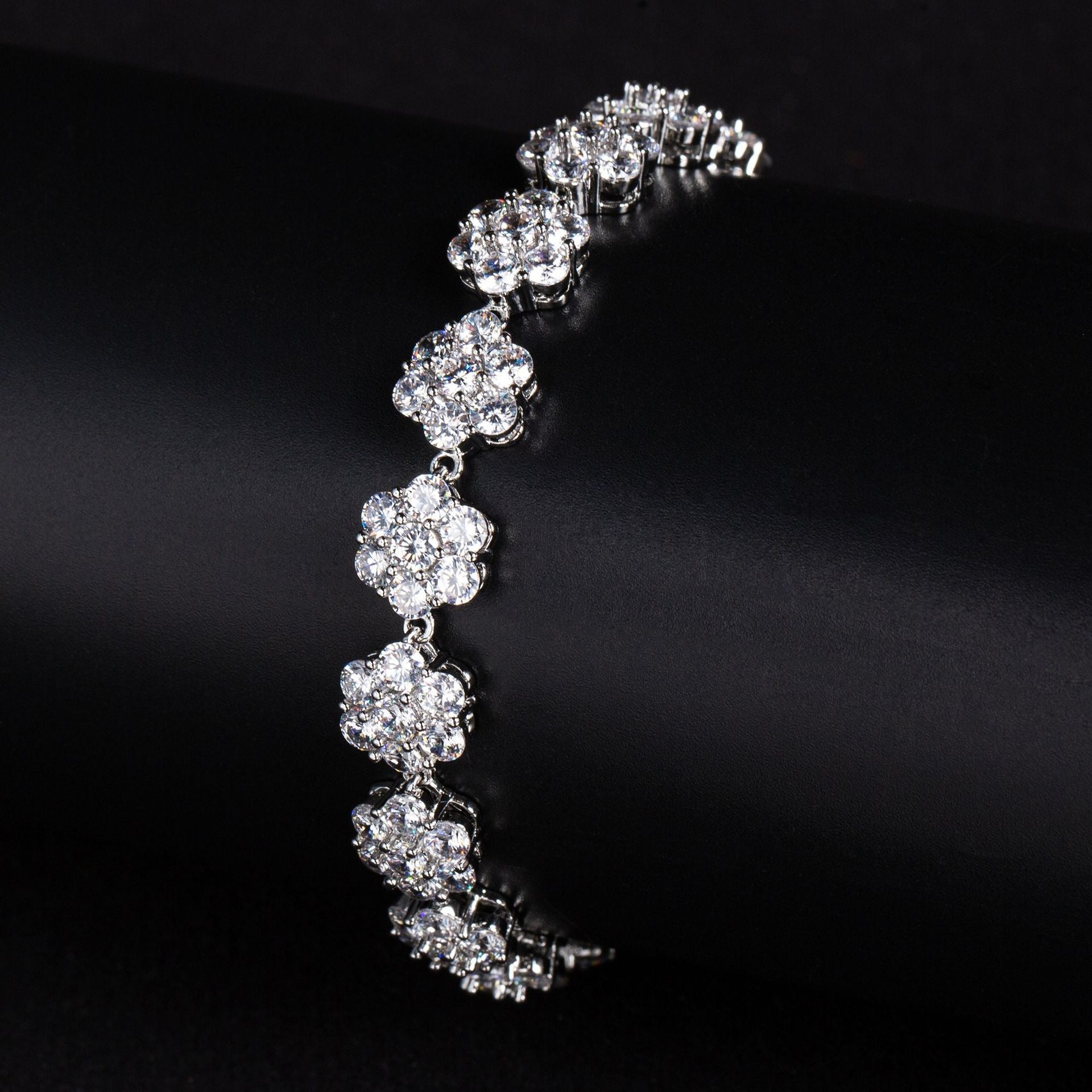 S925 Silver & Cubic Zirconia Camellia Bracelet Vera Lux