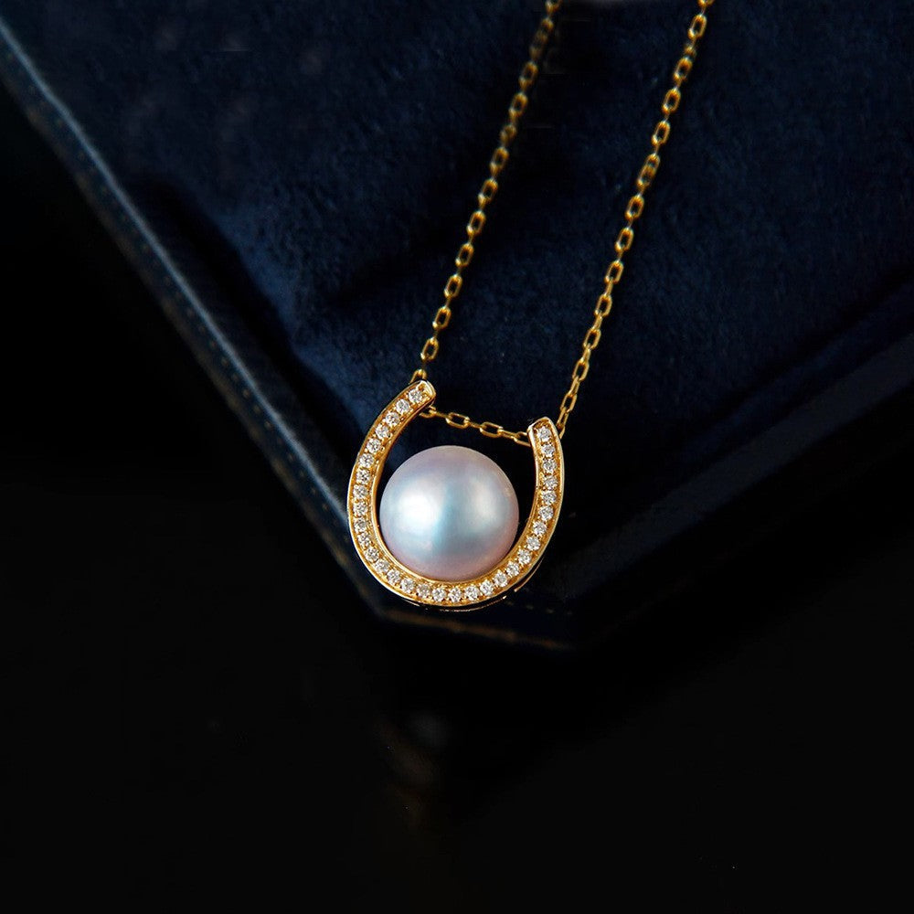 Light Luxury, Lightly Paved With Zirconia, Elegant U-Shape Pearl Necklace Vera Lux