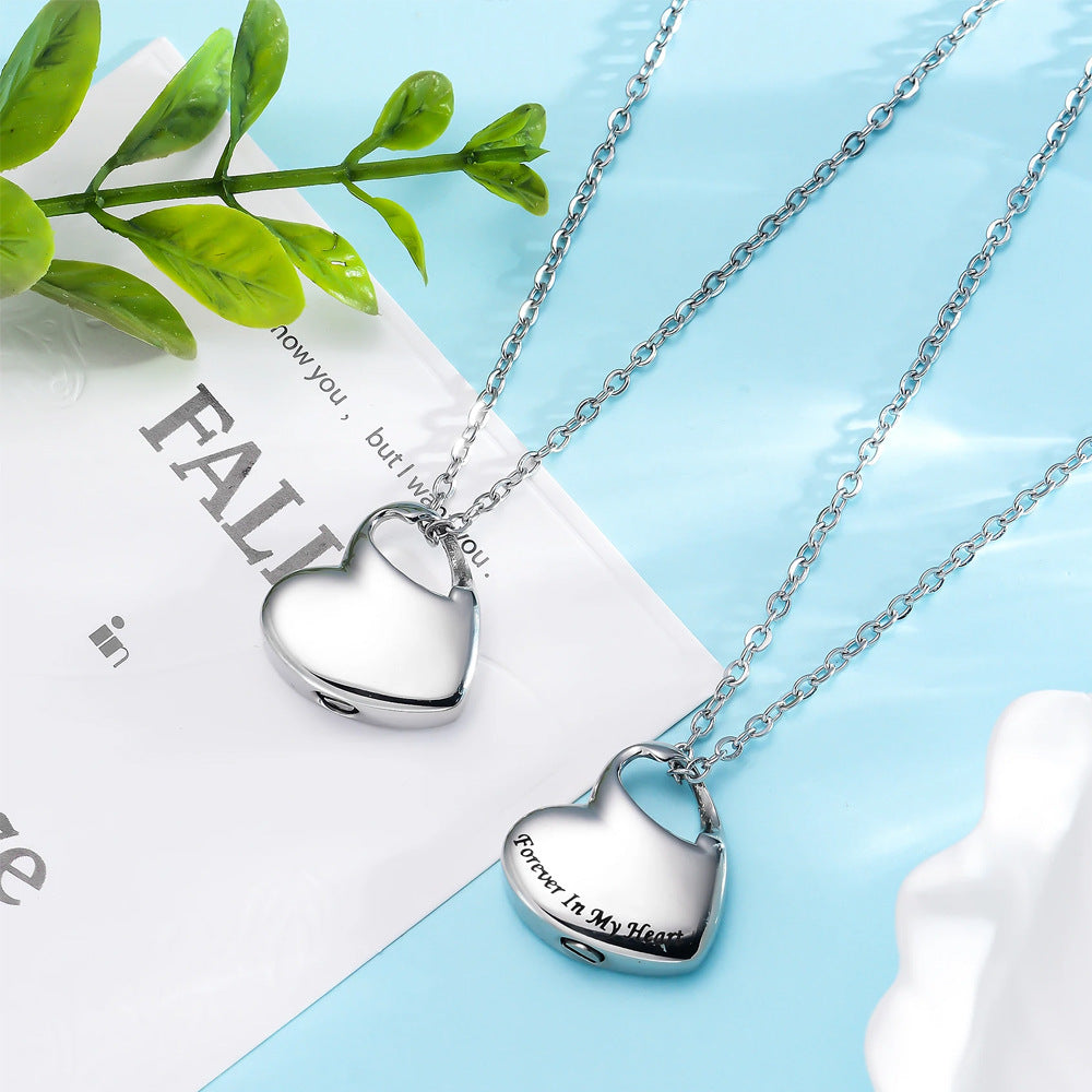 Stainless Steel Heart-shaped Openable Pendant Necklace Vera Lux