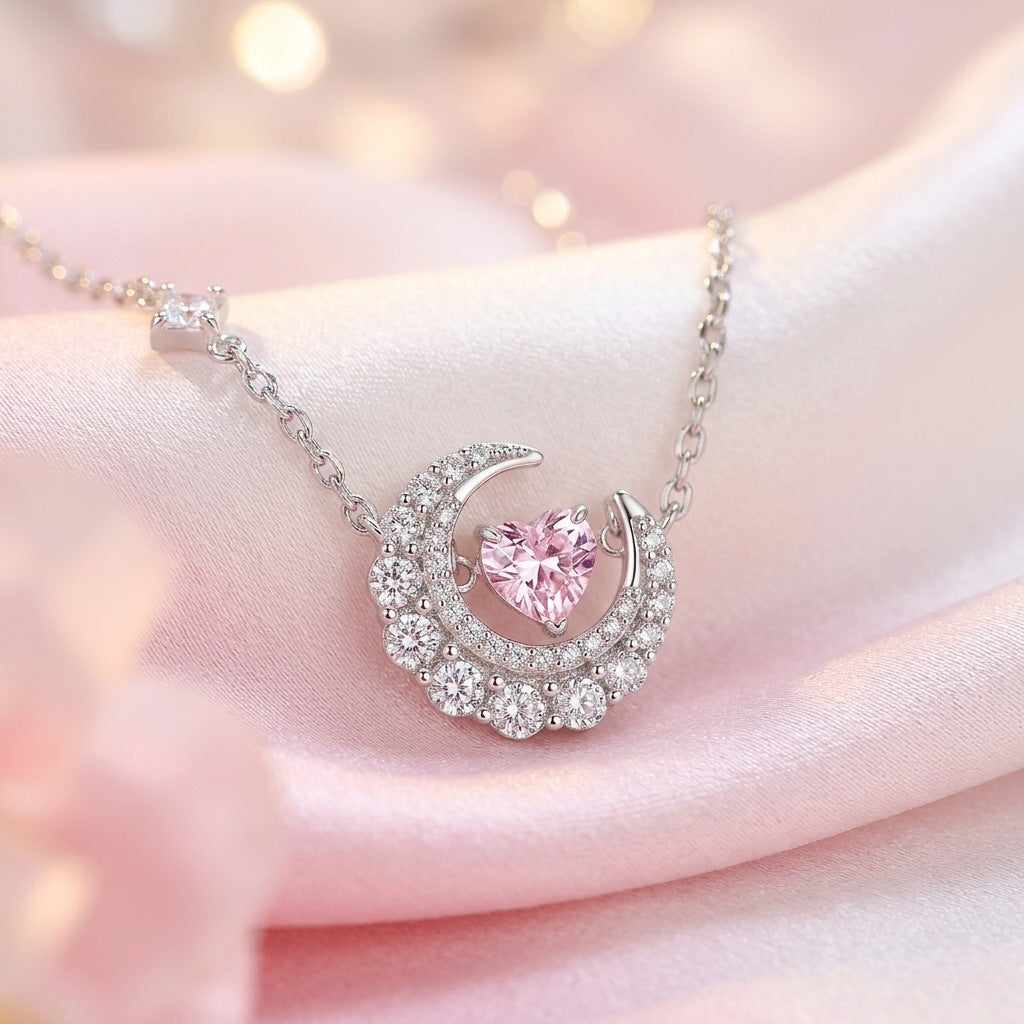 Phantom Dream Heart Moon Necklace Womens Clavicle Chain Vera Lux