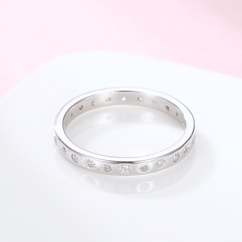 Hollow Dot Zircon Sterling Silver Ring Vera Lux