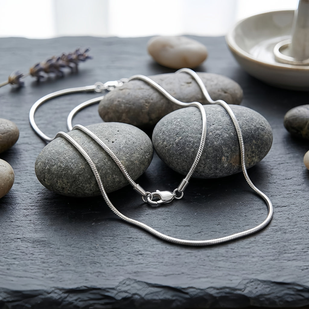 925 Sterling Silver Elegant  Snake Chain Necklace with Secure Lobster Clasp Vera Lux