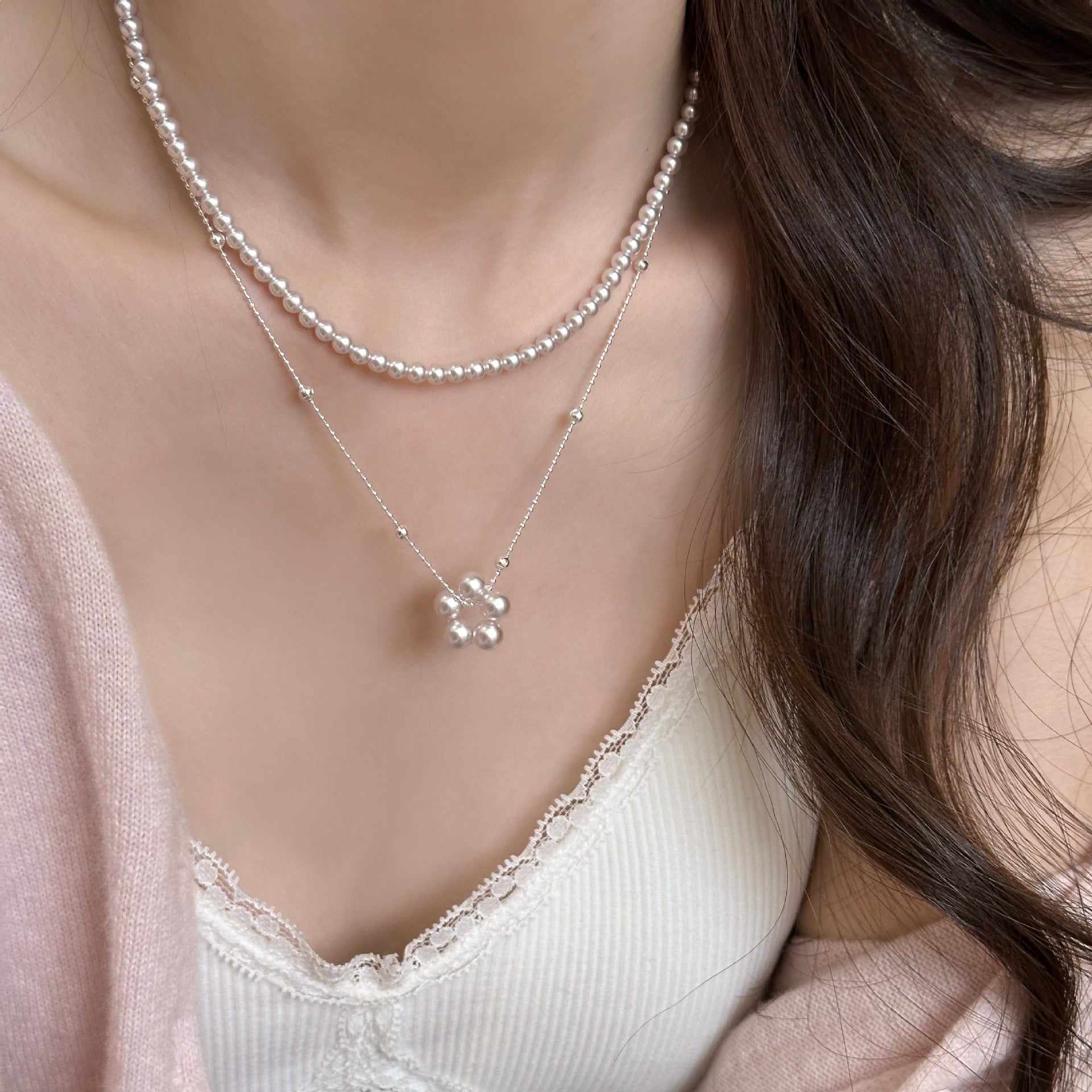 Versatile Layered Pearl Necklace With A Refined Manta Style Vera Lux