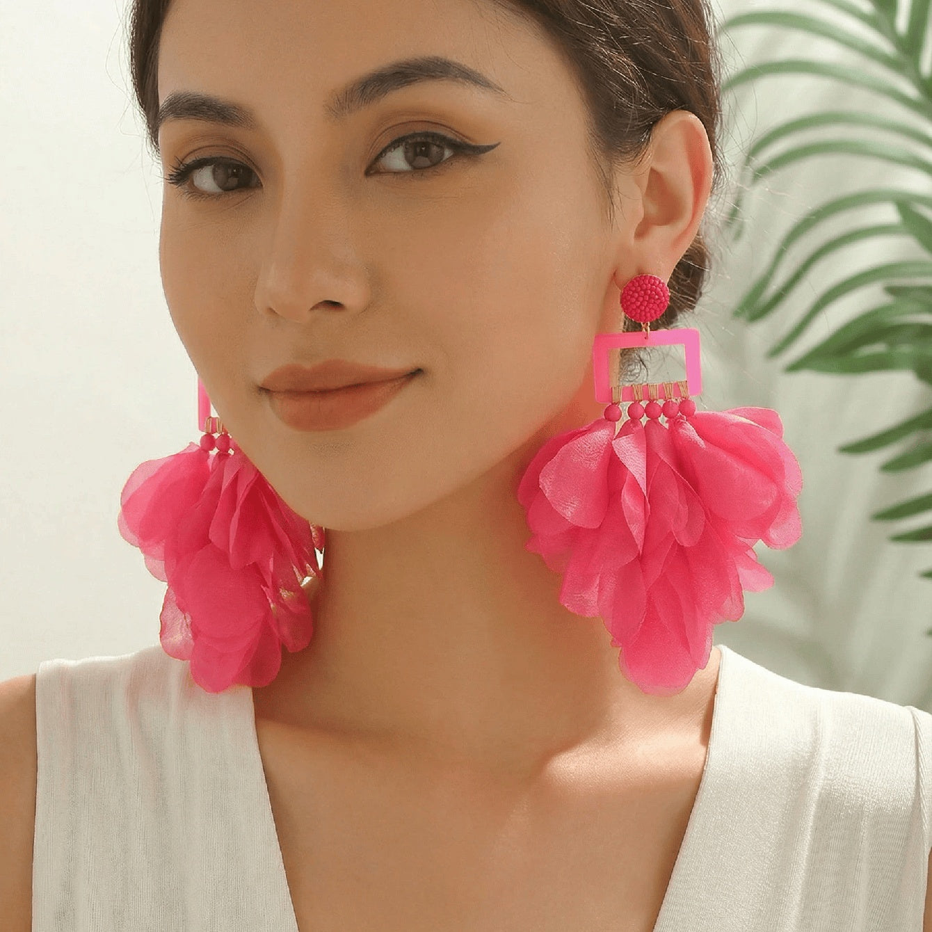 Oversized Chiffon Multi-Layer Tassel Earrings For Women Bohemian Handmade Fabric Jewelry Summer Party Beach Vacation Vera Lux