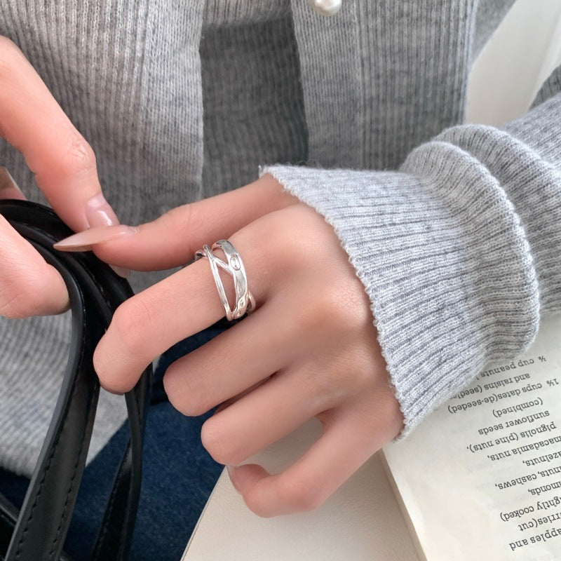 Korean Style Multi-Layer Simple Cross Ring For Women, Niche Design INS Style, Fashion Personality Adjustable Index Finger Ring Vera Lux