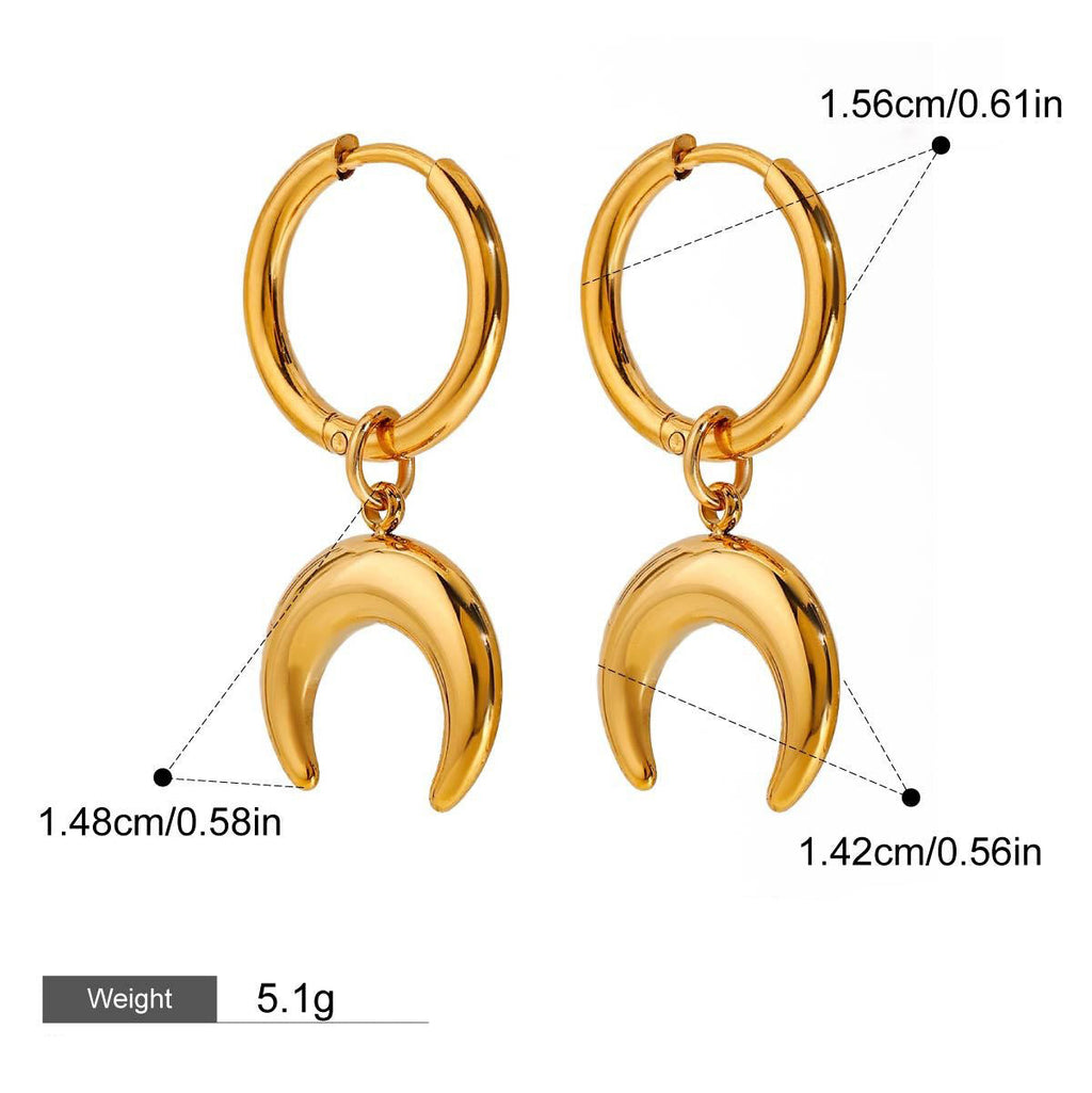 18K gold moon-shaped design light luxury simple earrings Vera Lux