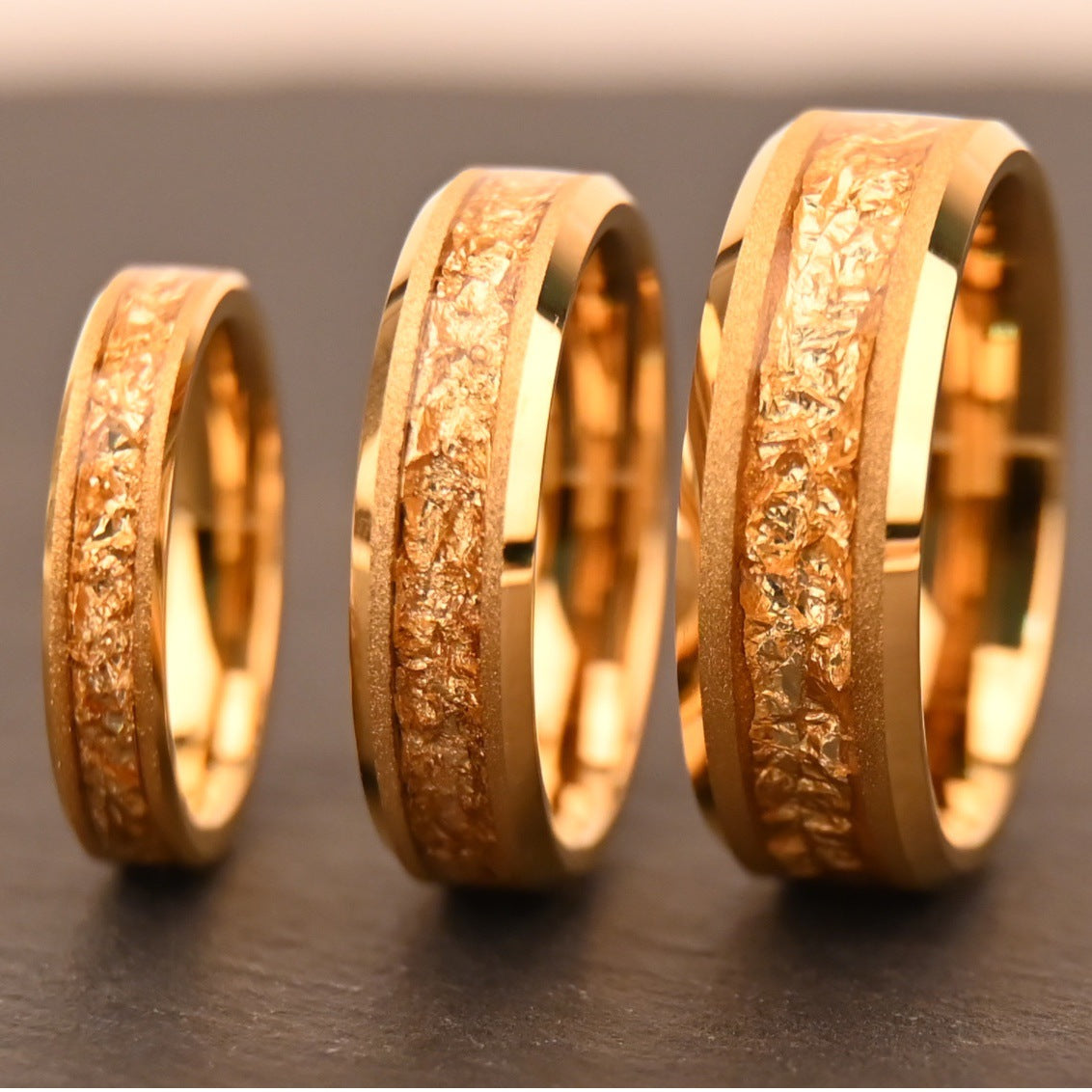 6mm Wide Tungsten Steel Gold Sandblasted New-style Ring Vera Lux