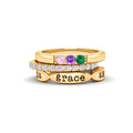 12 Color Birthstone Three Piece Combination Stacked Ring Vera Lux