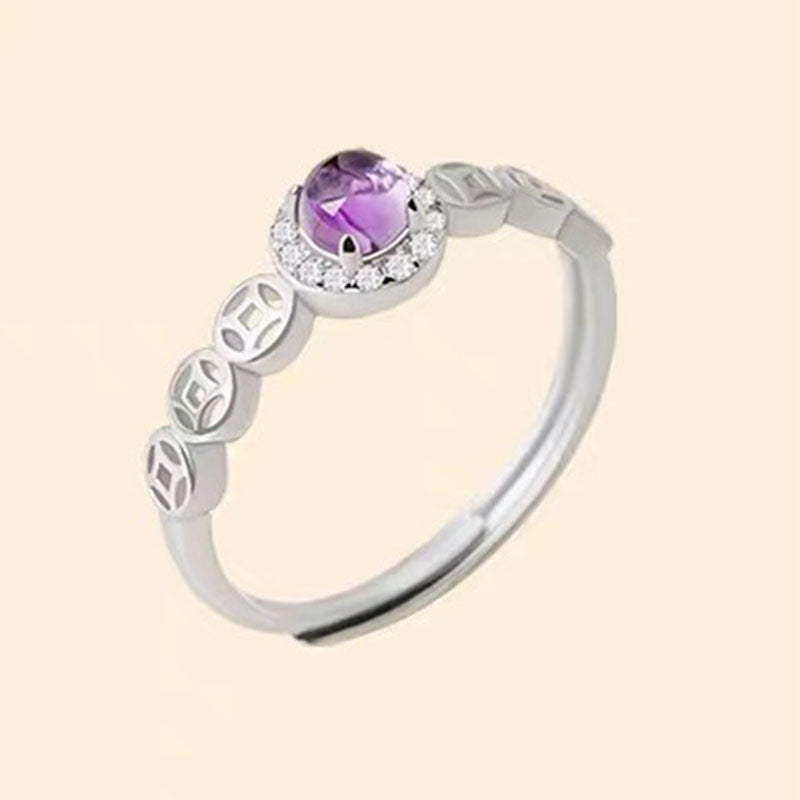 Ring Girl Wang Cai Purple Copper Coin Niche Vera Lux