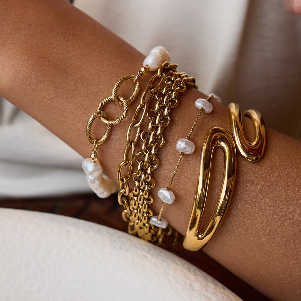 18k gold stainless steel pearl bracelet Vera Lux
