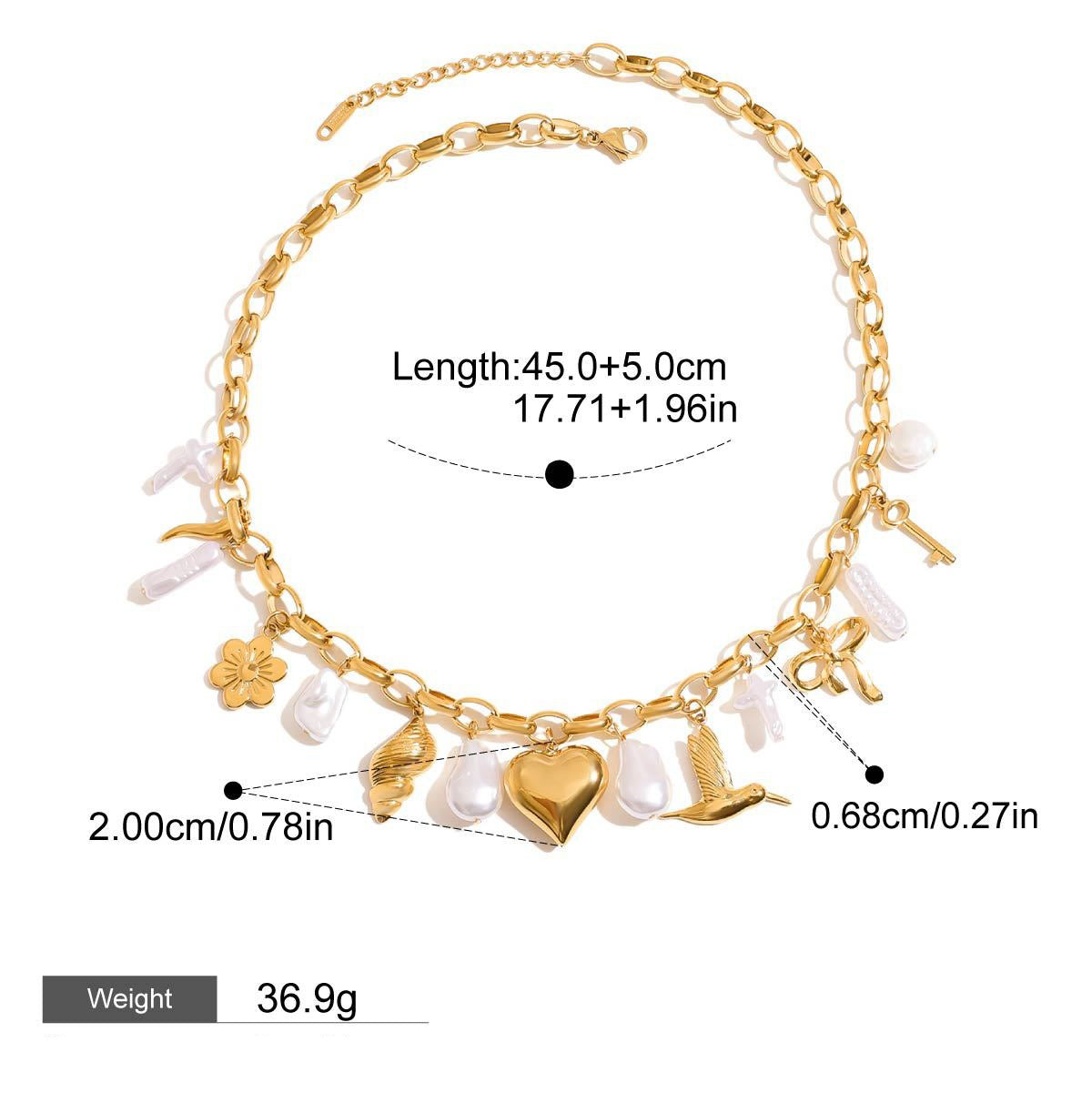 18K gold heart with irregular pearl design exquisite and noble necklace Vera Lux
