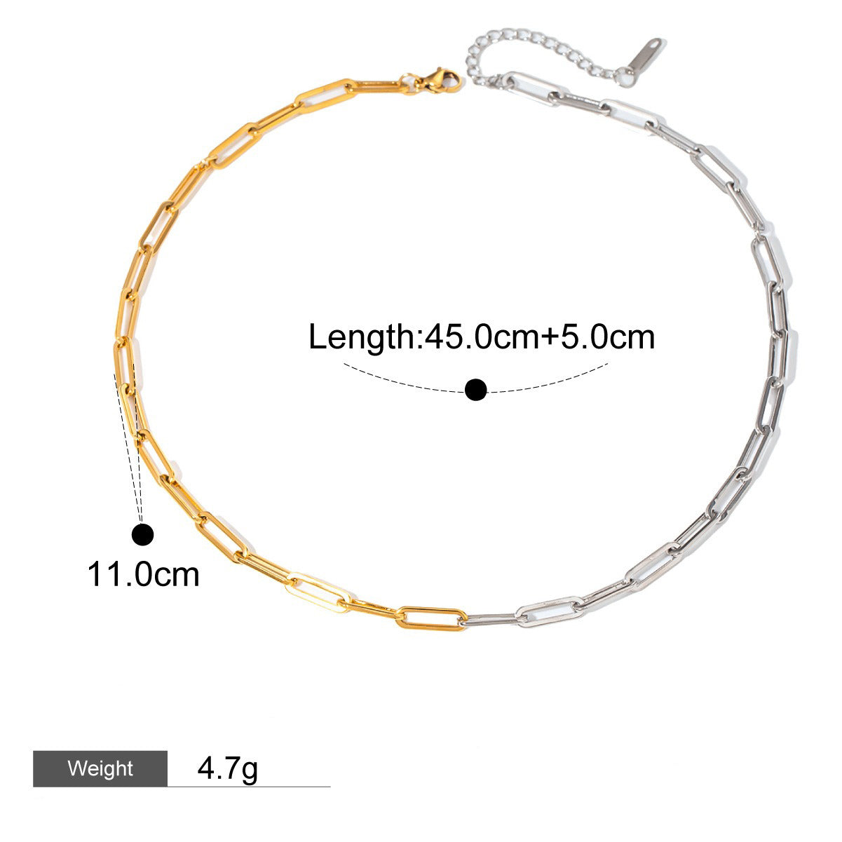 18K gold chain with gold and silver color matching design simple and elegant necklace Vera Lux