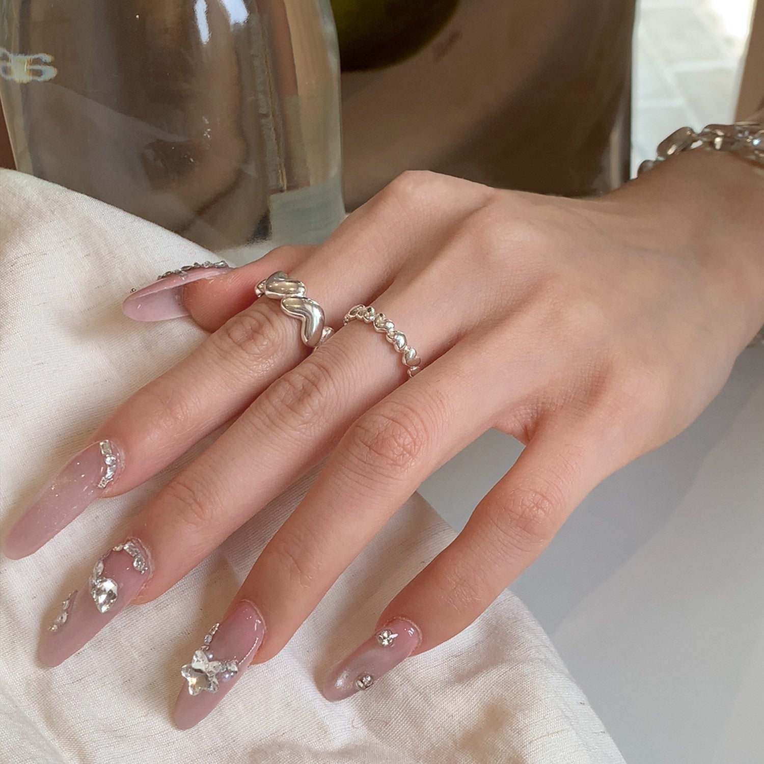 Sweet Heart Stackable Ring For Women, Irregular Unique Heart Shape Adjustable Open Finger Ring, Trendy Forest Style Boho Index Ring Gift Vera Lux