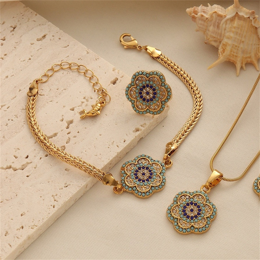 Turkish Evil Eye Flower Jewelry Set Vera Lux