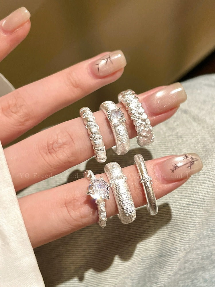 2026 New High-End Sparkling Zircon Brushed Open Ring For Women, Light Luxury Niche Index Finger Ring Vera Lux
