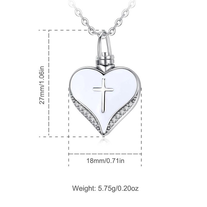 Cross Diamond Heart-Shaped Cremation Necklace Vera Lux
