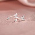 S999 Sterling Silver Butterfly Stud Earrings For Women, Minimalist Design, Screw Back Tragus Piercing, Dainty & Elegant Screw Fastening Vera Lux