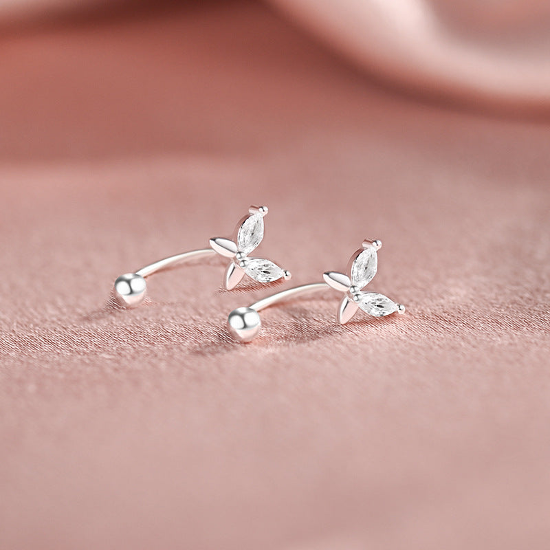 S999 Sterling Silver Butterfly Stud Earrings For Women, Minimalist Design, Screw Back Tragus Piercing, Dainty & Elegant Screw Fastening Vera Lux