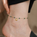 18k gold light luxury high-end shell green bead anklet Vera Lux