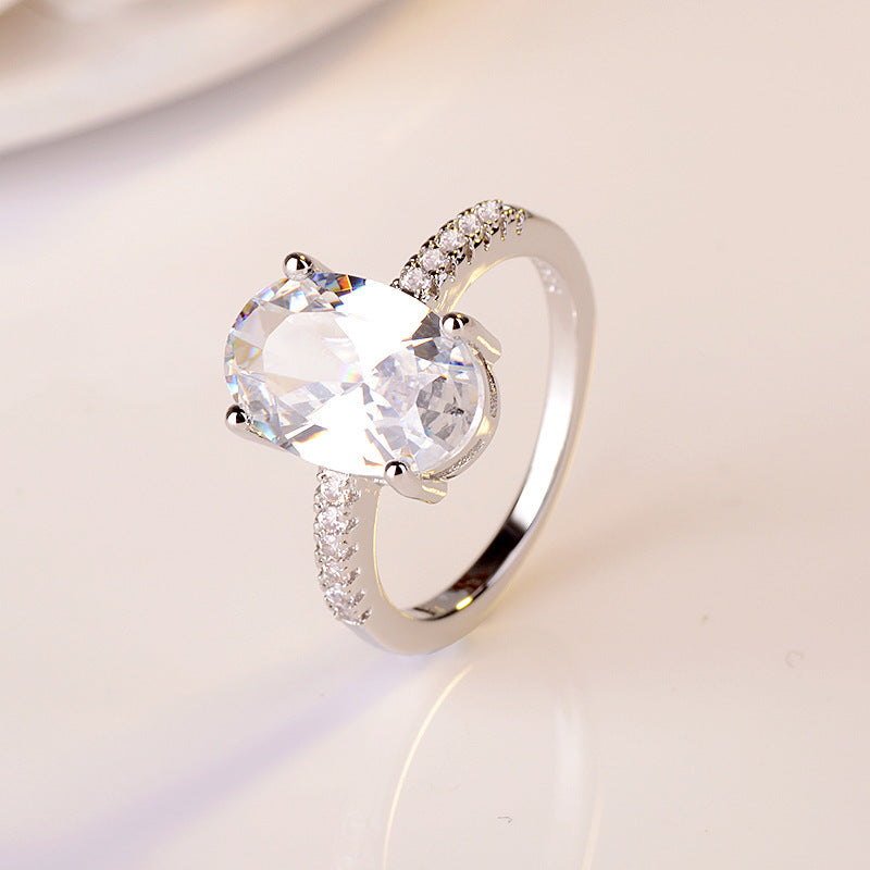 Fashion Hot Sale Oval Cut Engagement & Proposal Ring, 18K White Gold Plated Ring Jewelry Vera Lux