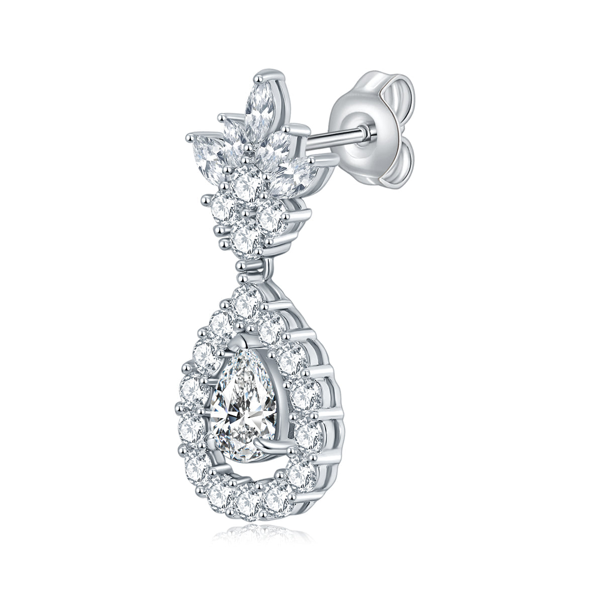 S925 Sterling Silver Pear Cut Moissanite Dangle Earrings  5x7mm Teardrop Cluster Earrings With GRA Certificate Platinum Plated Jewelry Gift Box Set Vera Lux
