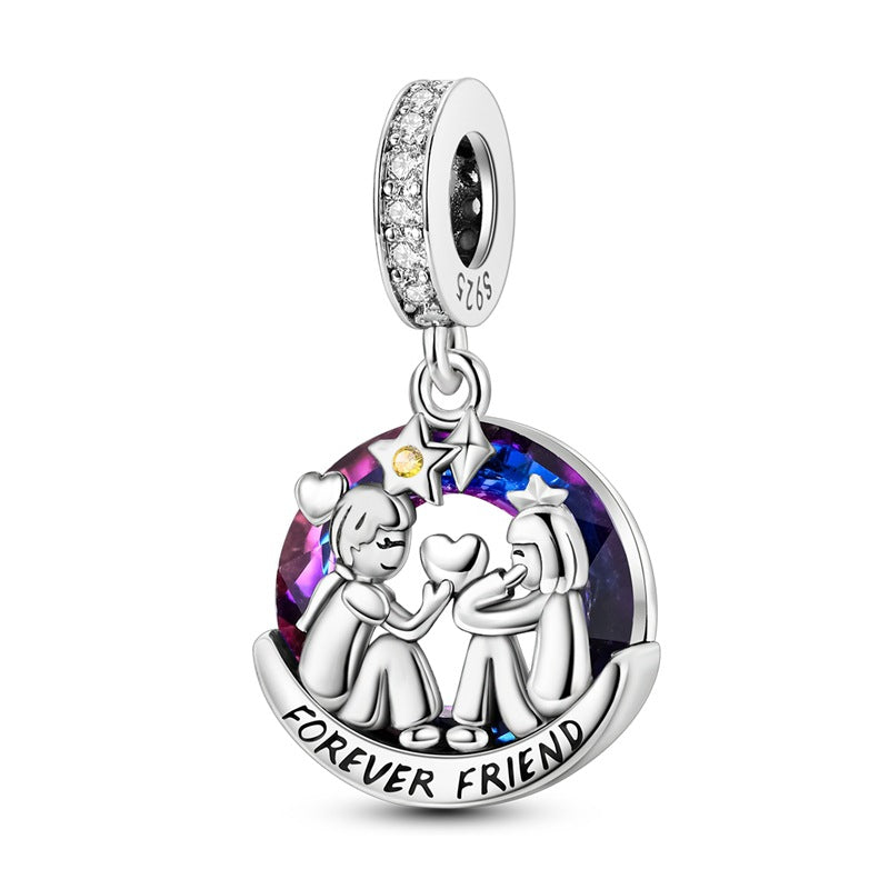 Sisterhood Friendship PendantSilverplated Beaded Heart Bestie Gift Vera Lux