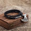 Fashionable And Versatile Leather Rope Bracelet With A Genuine Leather And Stainless Steel Axe Pendant Vera Lux