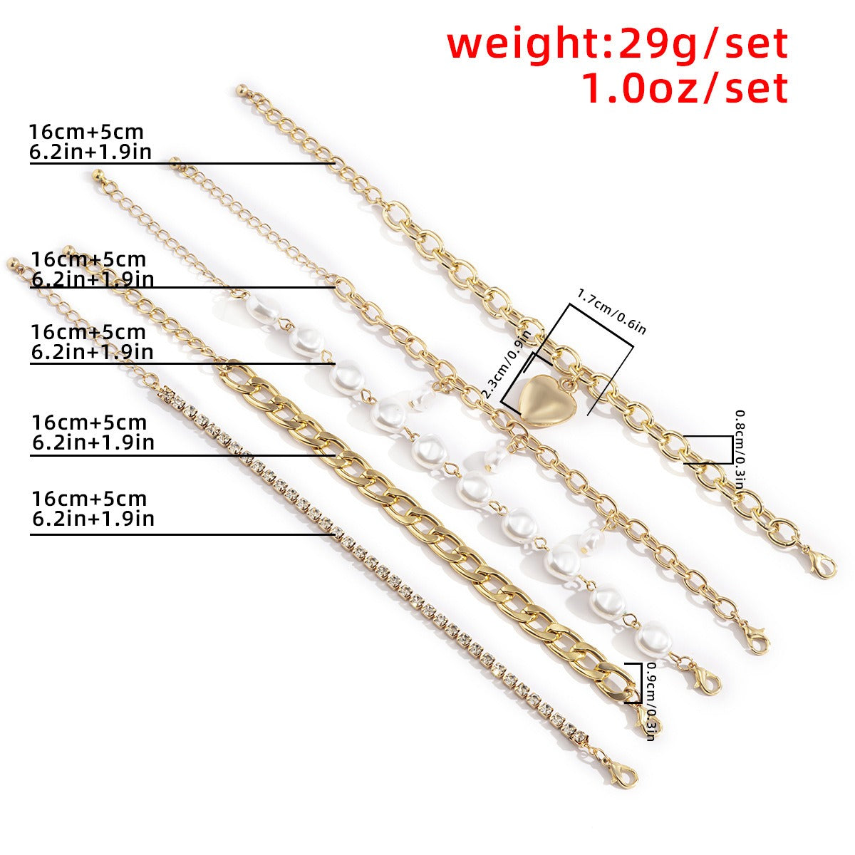 18k gold elegant Baroque special-shaped pearl heart chain bracelet Vera Lux