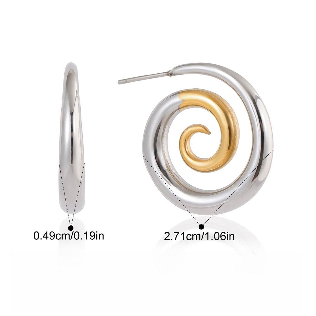 18K gold-plated threaded titanium steel earrings Vera Lux