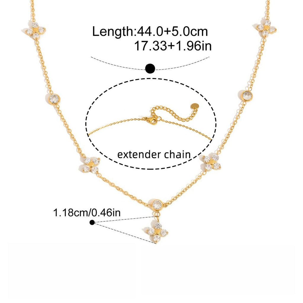 18K gold zircon four-leaf clover necklace Vera Lux