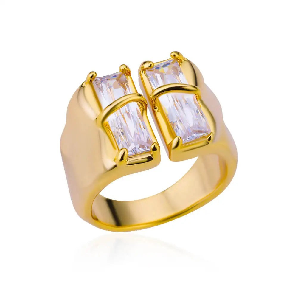 18k Gold-plated Ring, Niche And Unique, With Diamond Setting Vera Lux