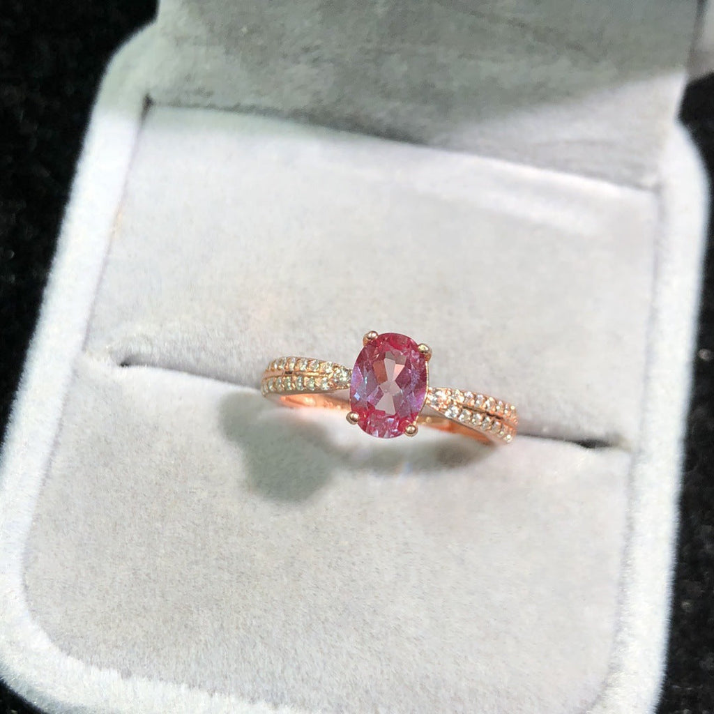 Colorfast High-end 18K Gold-plated Ring With Natural Amethyst Vera Lux