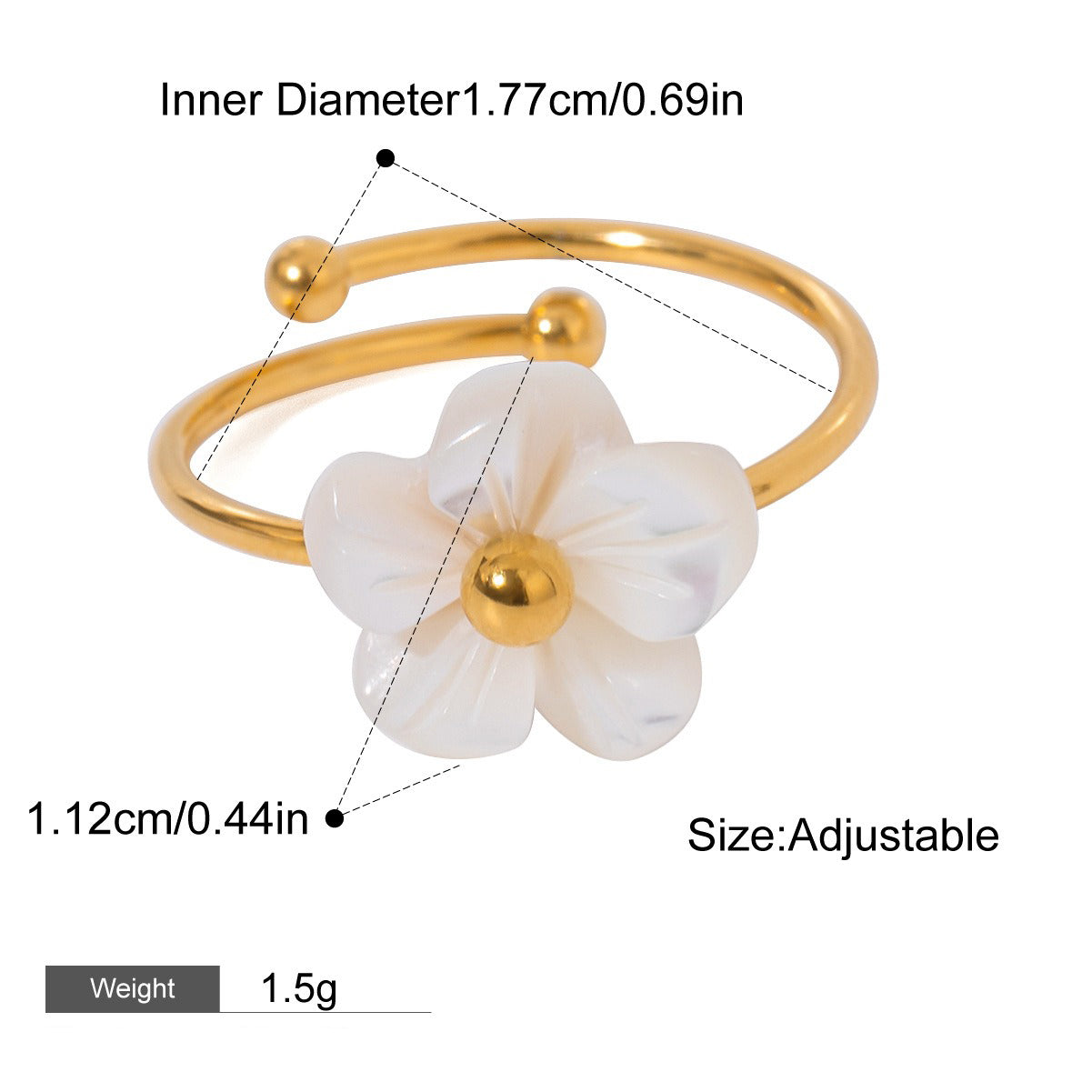 18K gold flower-shaped exquisite and noble ring Vera Lux