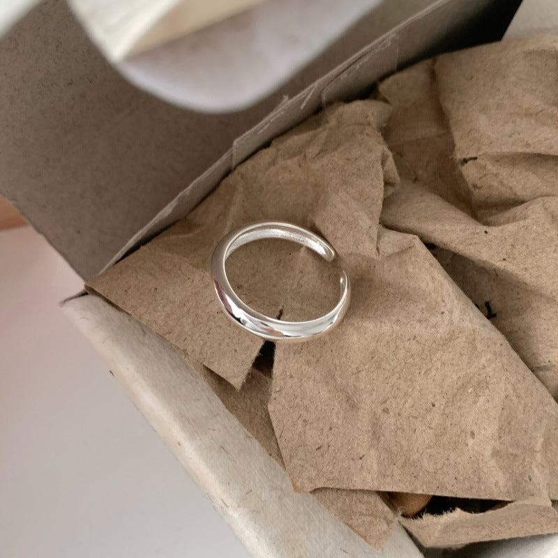 Korean Simple Minimalist Smooth Ring For Women, INS Trendy Cool Style, Adjustable Open Band Vera Lux