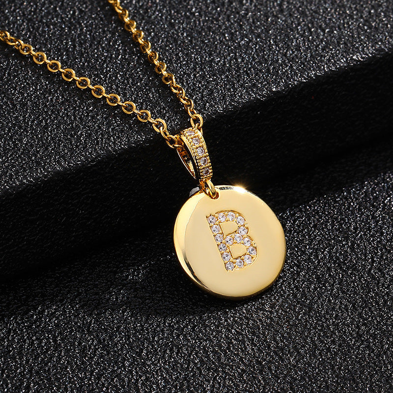 Zircon Initial Disc Necklace Collection Vera Lux