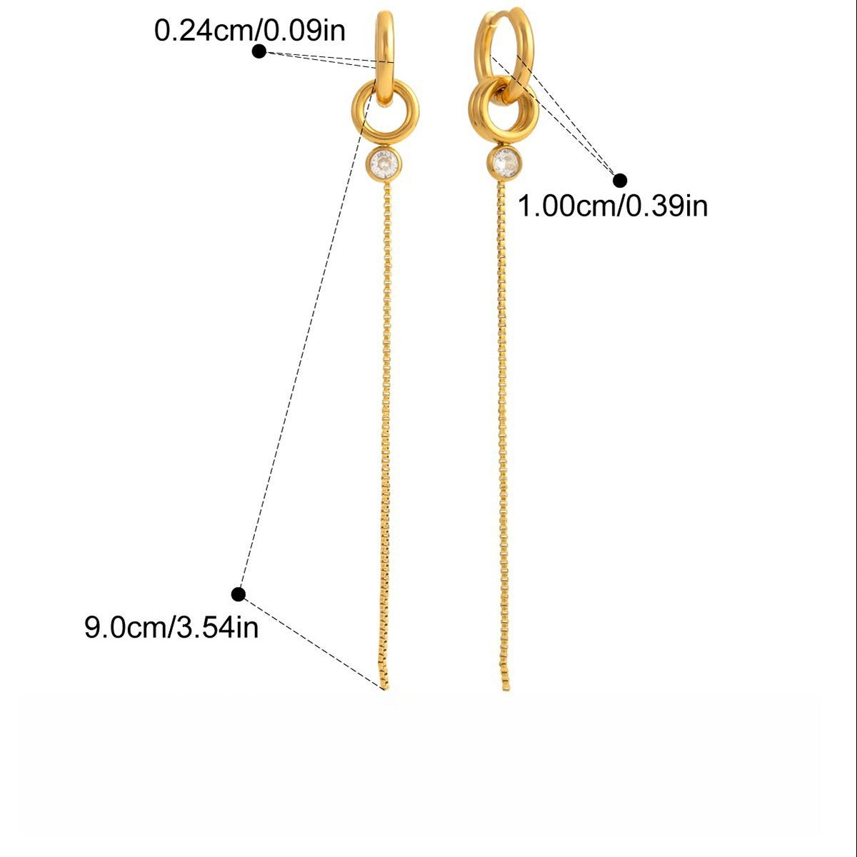18K gold lightweight luxury tassel earrings with cubic zirconia. Vera Lux