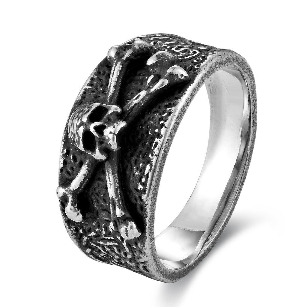 Titanium Steel Punk Skull Personality Retro Mens Ring Vera Lux