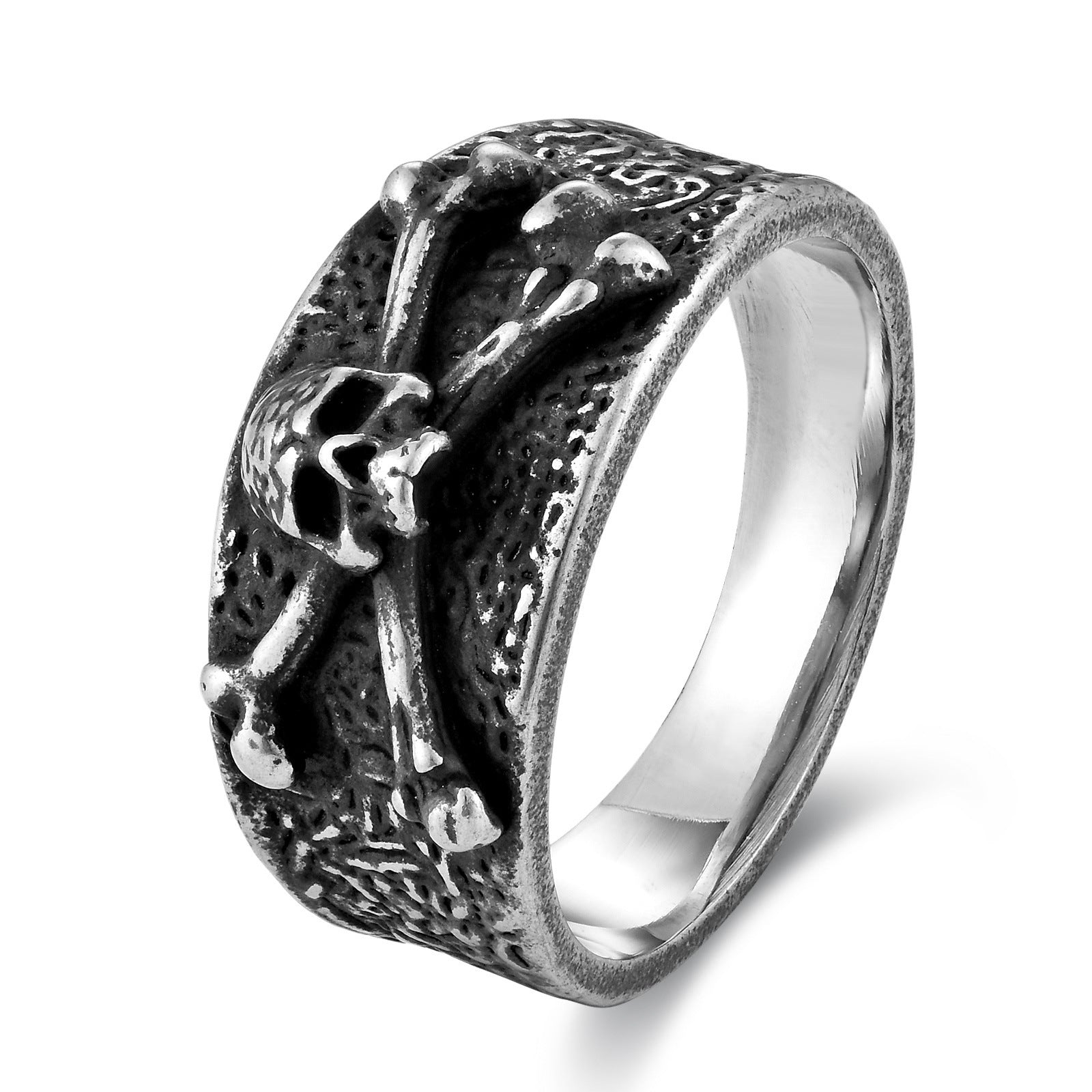 Titanium Steel Punk Skull Personality Retro Mens Ring Vera Lux