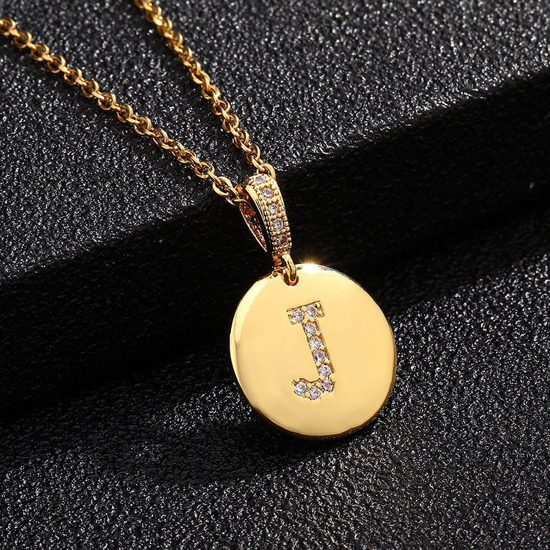 Zircon Initial Disc Necklace Collection Vera Lux