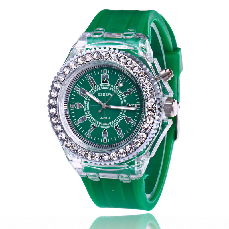 LED Luminous Watches Geneva Women Quartz Watch Women Ladies Silicone Bracelet Watches Vera Lux