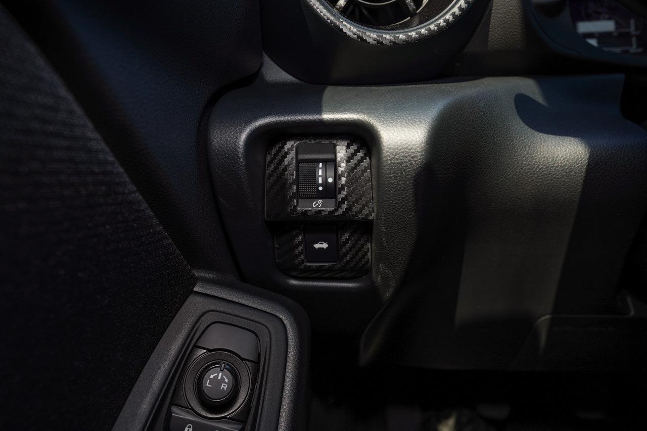 Dimmer and Trunk Switch Trim 3D Carbon Overlays - 2022+ BRZ / GR86 StickerFab