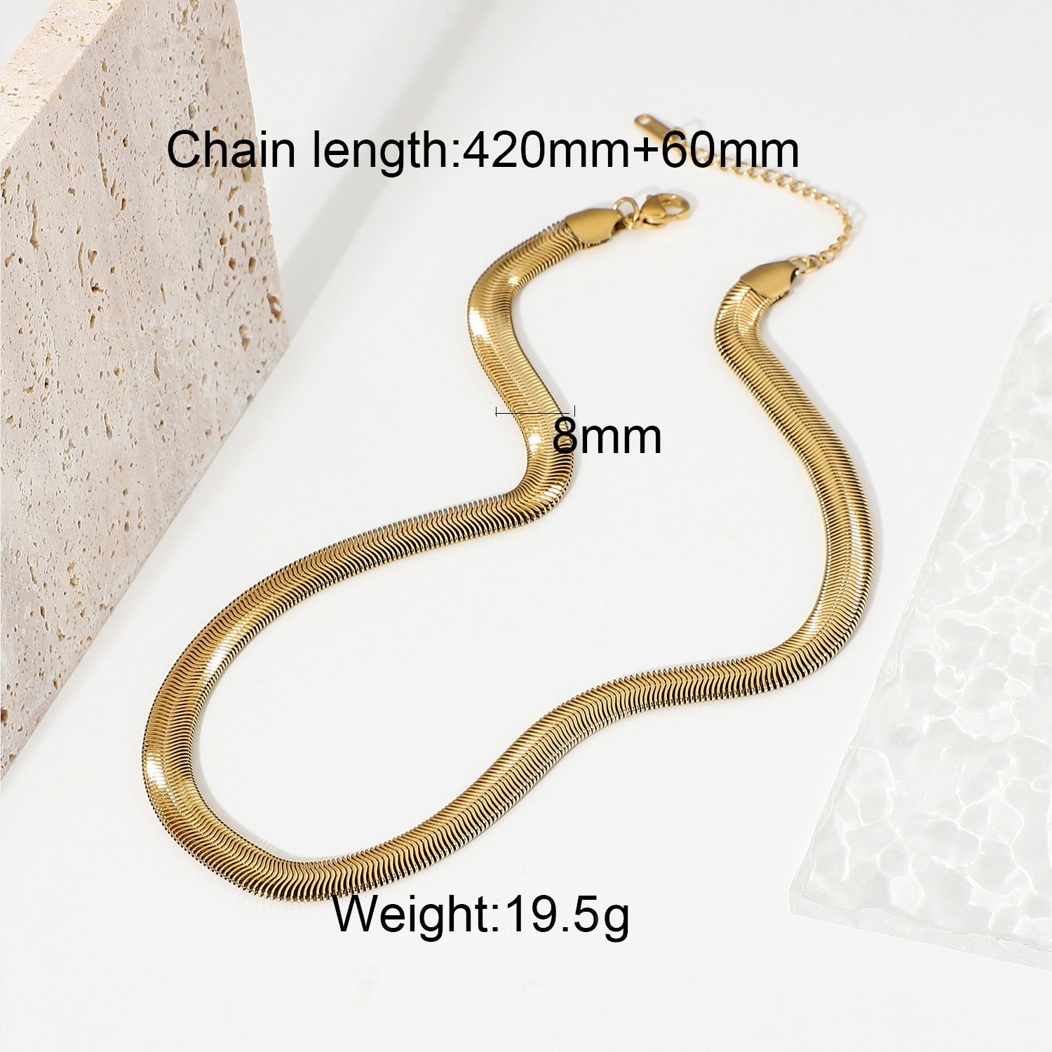 18K gold geometric inlaid gemstone with texture design classic fashion necklace Vera Lux