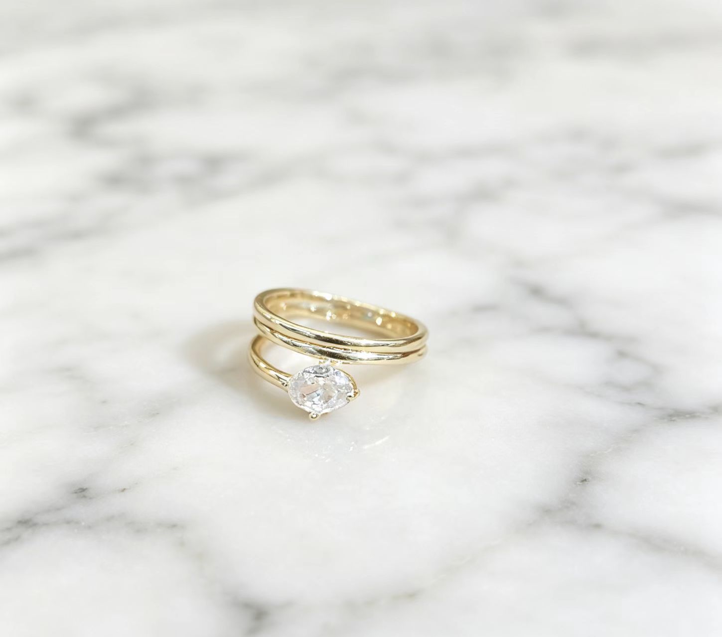 Simple, Versatile, Asymmetrical Zircon-studded Ring For Women Vera Lux