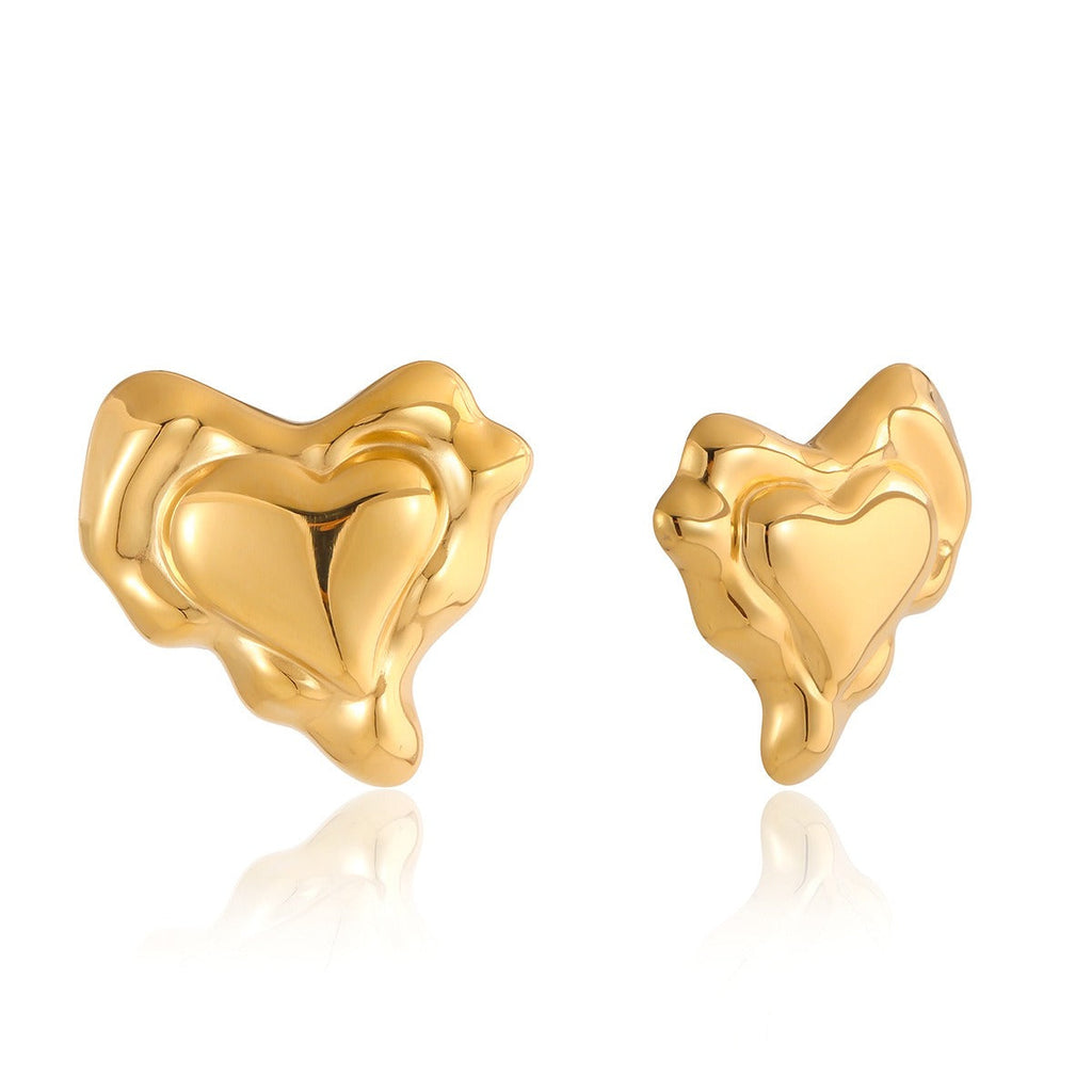 Heart-shaped stud earrings, high-end autumn/winter jewelry. Vera Lux