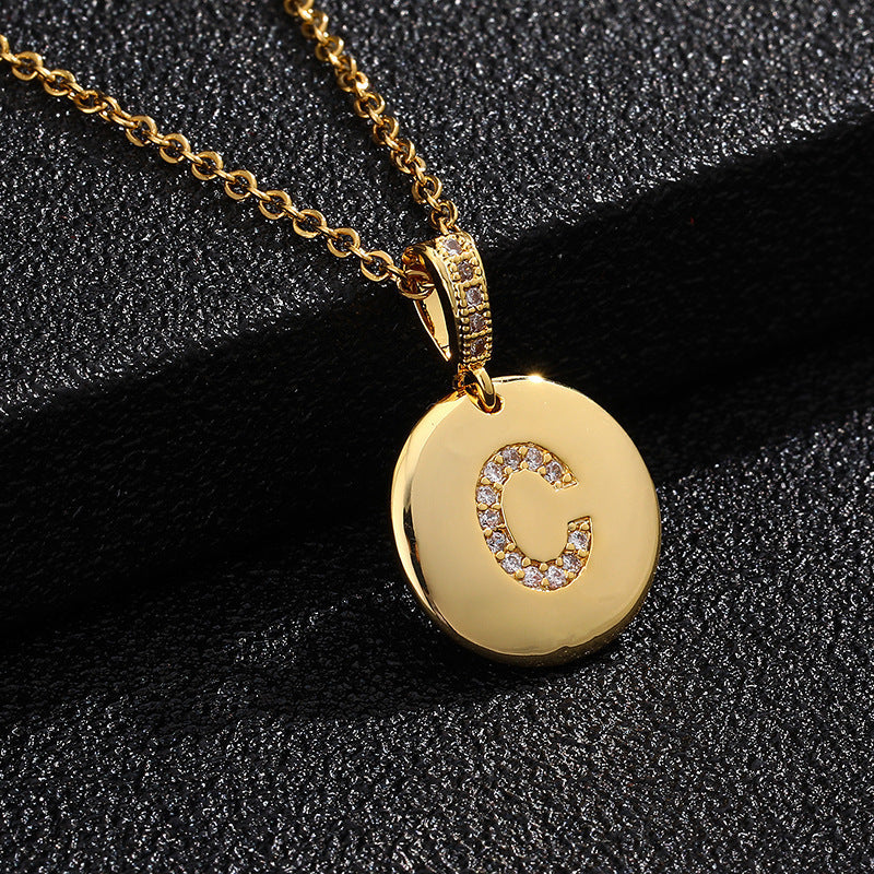 Zircon Initial Disc Necklace Collection Vera Lux