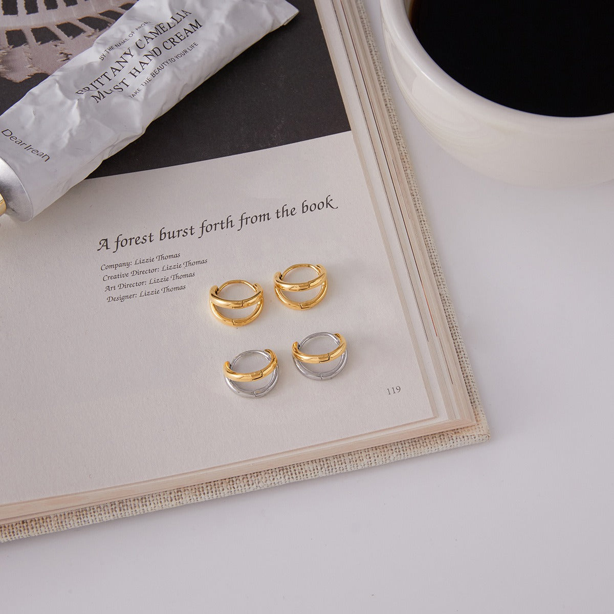 18K gold lightweight luxury and high-end hoop earrings/ear clips Vera Lux